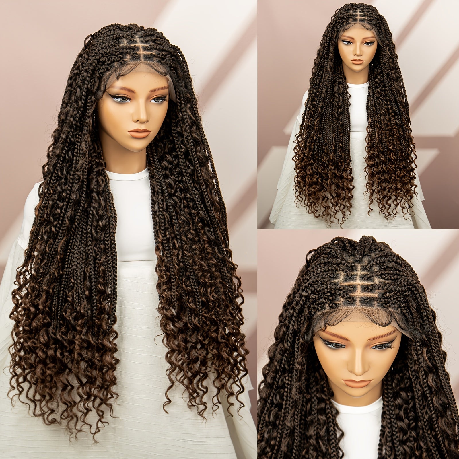 9 * 6 Front Lace Synthetic Fine Braid Braided Butterfly Flower Braid Wig Headband For Daily Wear, Breathable, Comfortable And Fashionable